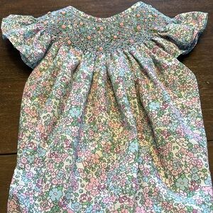 Floral Smocked Girls One-Piece Dress in Pastel Pink & Mint